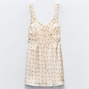 Zara floral mini dress cinch top 
White/rose